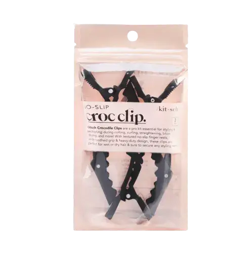 Kitsch Recycled Plastic Crocodile Clip 3pc Black